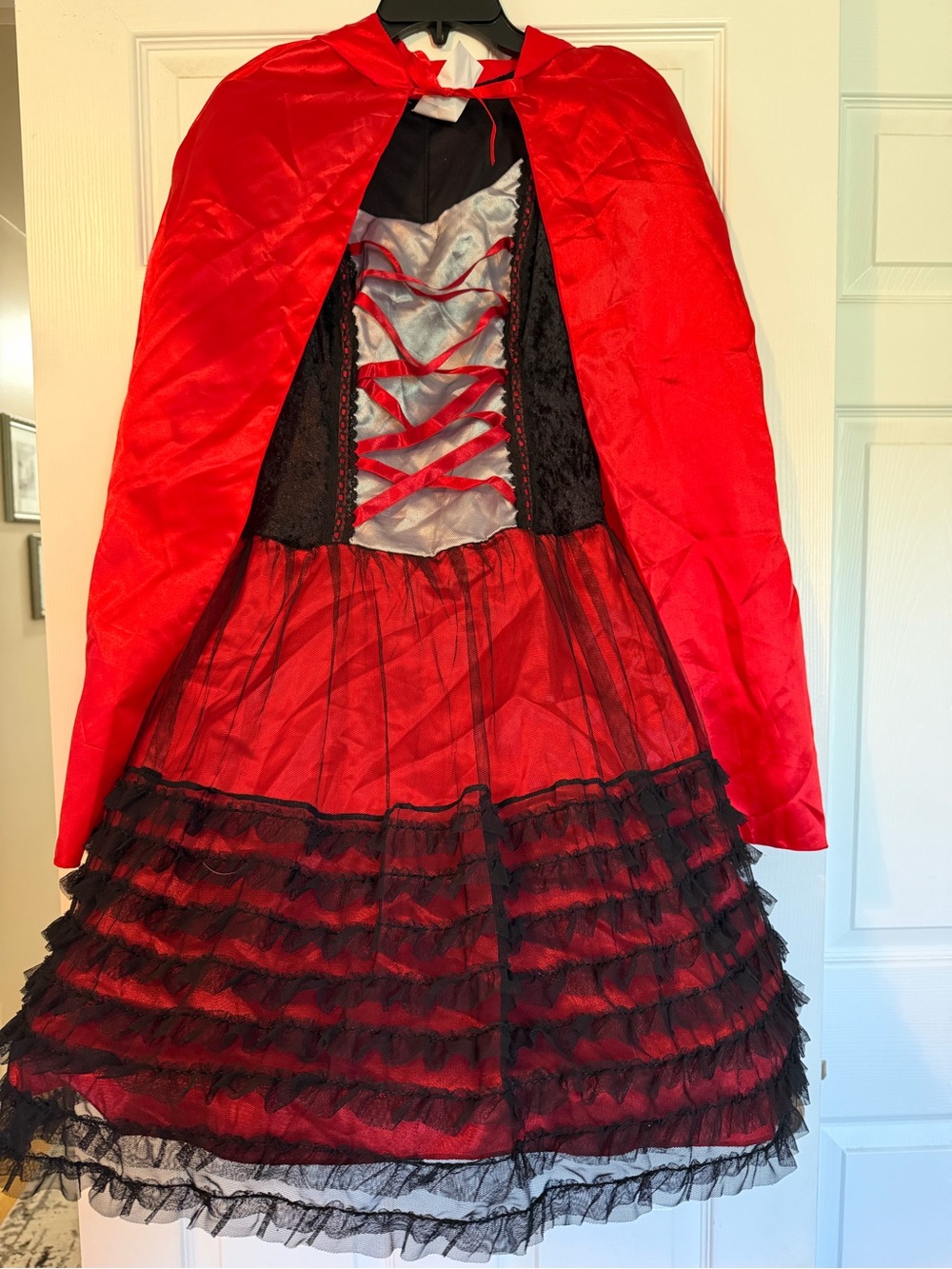 Red and Black Little Red Riding Hood Costume for Adults